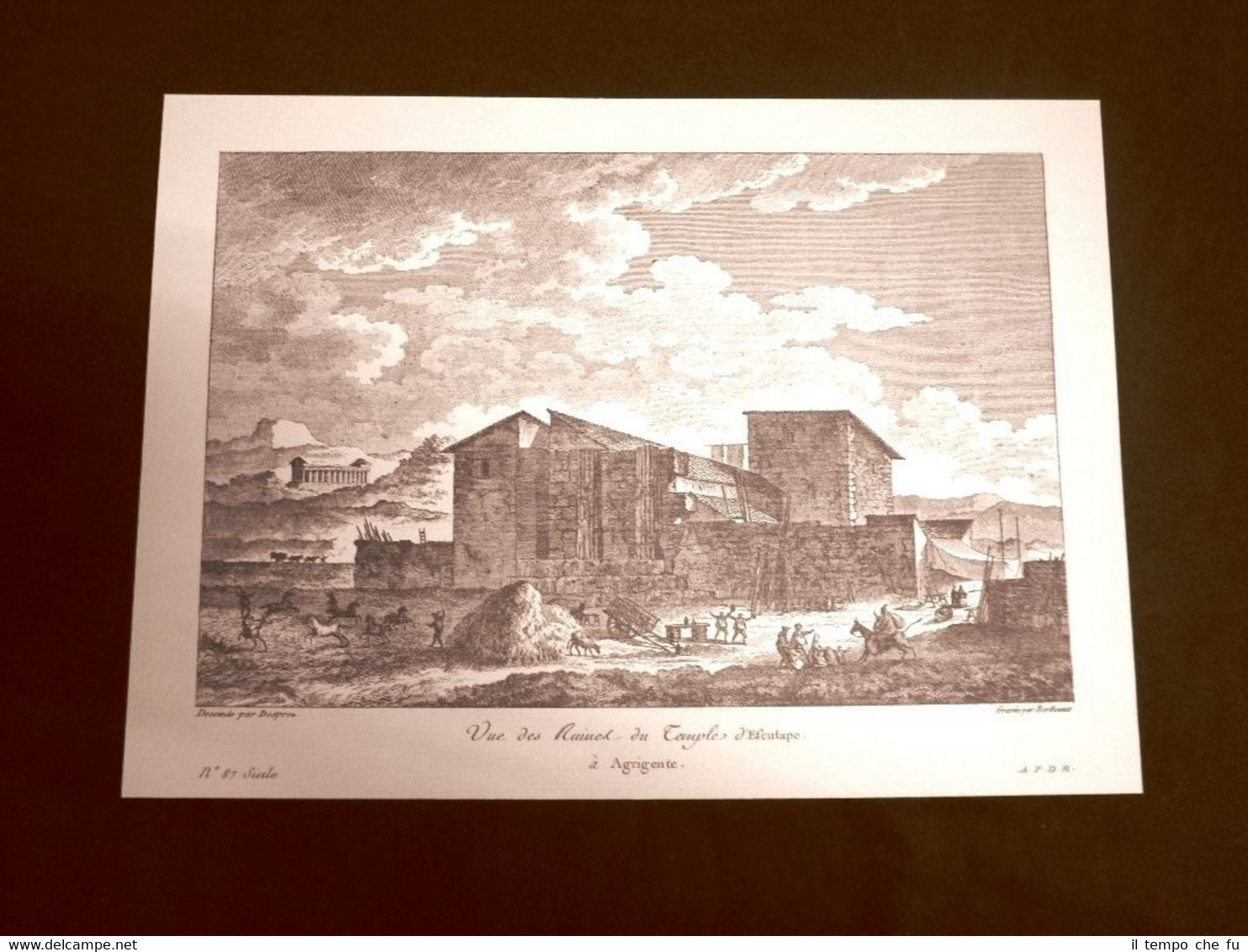 Veduta delle rovine del Tempio di Esculapio Agrigento Sicilia Saint-Non