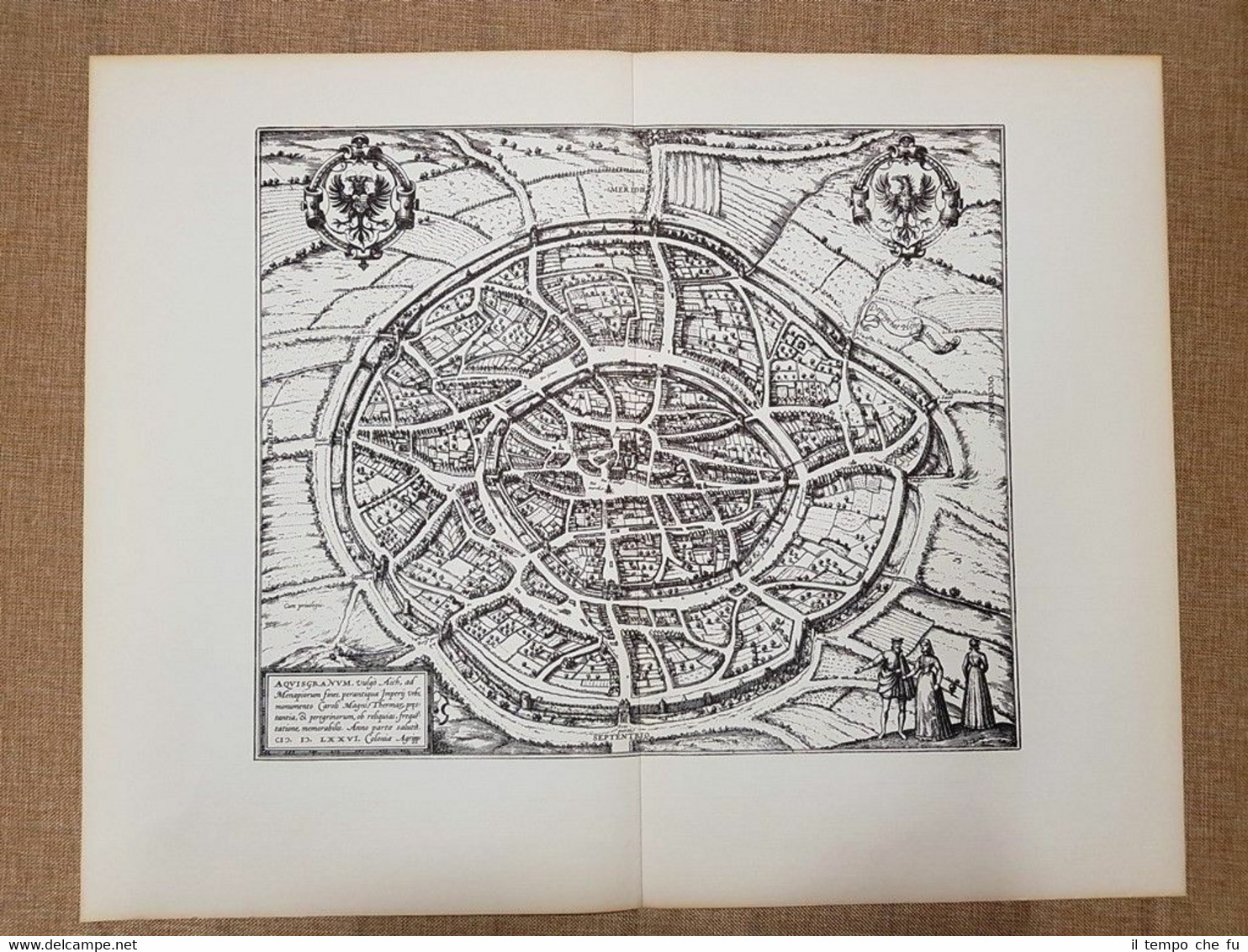 Veduta di Aachen Aquisgranum o Aquisgrana Georg Braun e Frans …