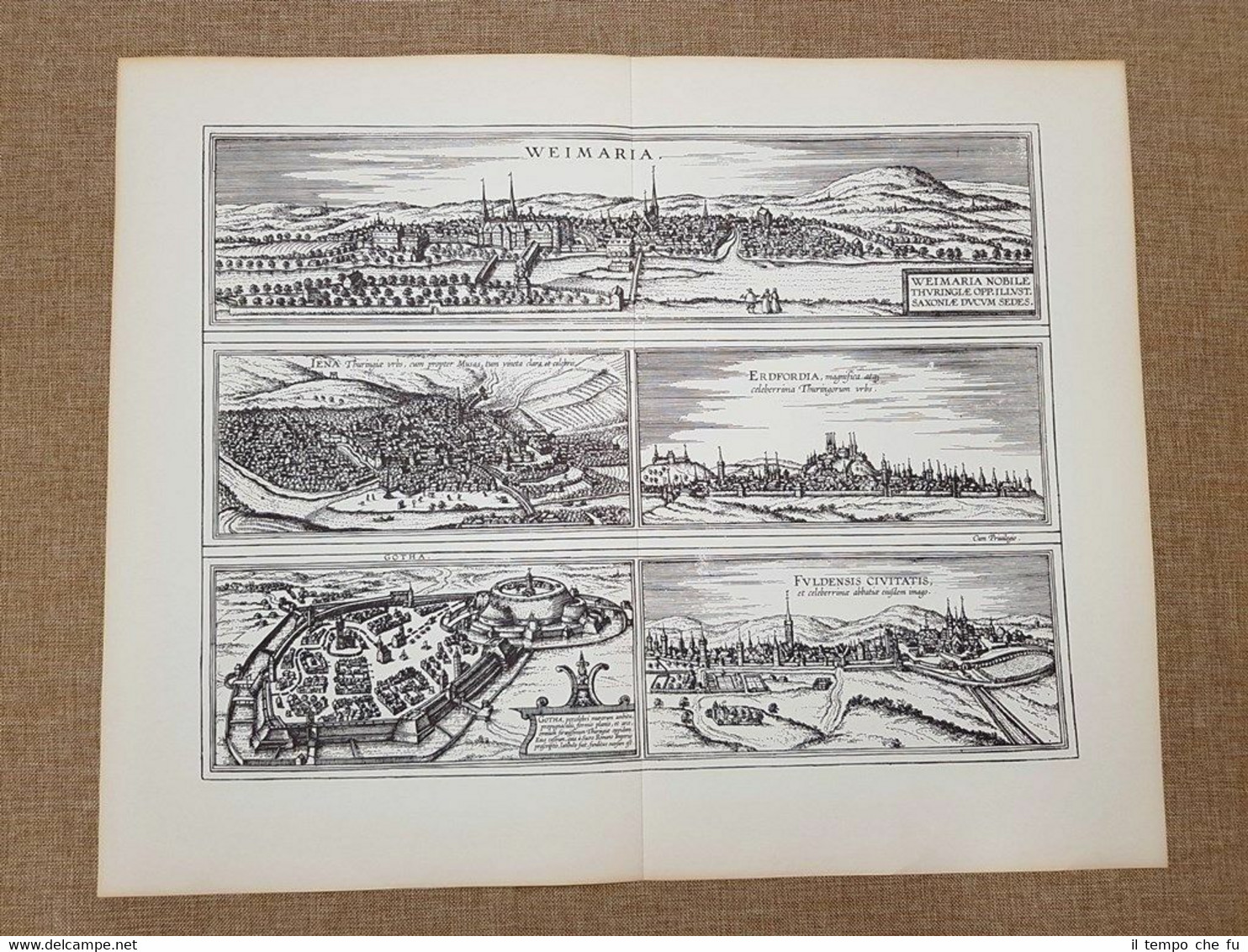 Veduta di città Weimar Jena Erfurt Gotha Fulda 1572 Braun …