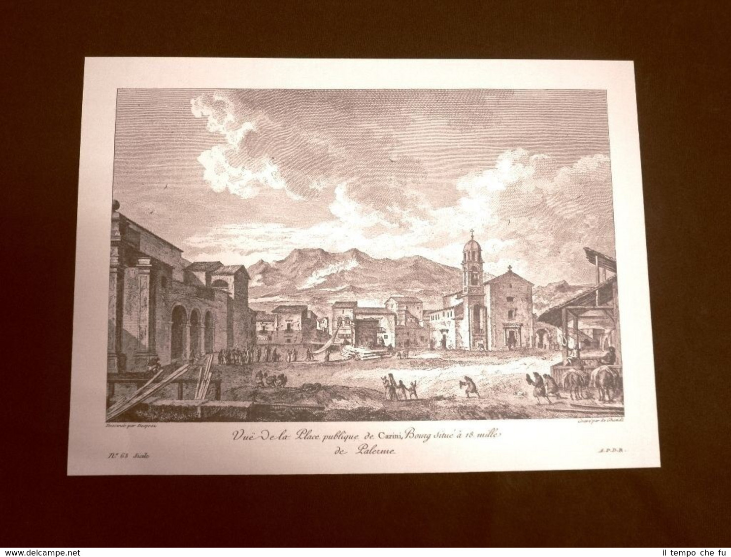 Veduta Piazza di Carini nei dintorni di Palermo Sicilia Litografia …