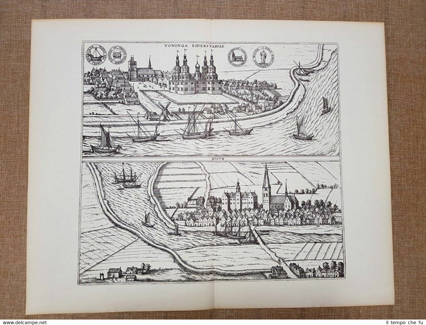 Vedute delle città di Tonning e Husum Anno 1617 Braun …