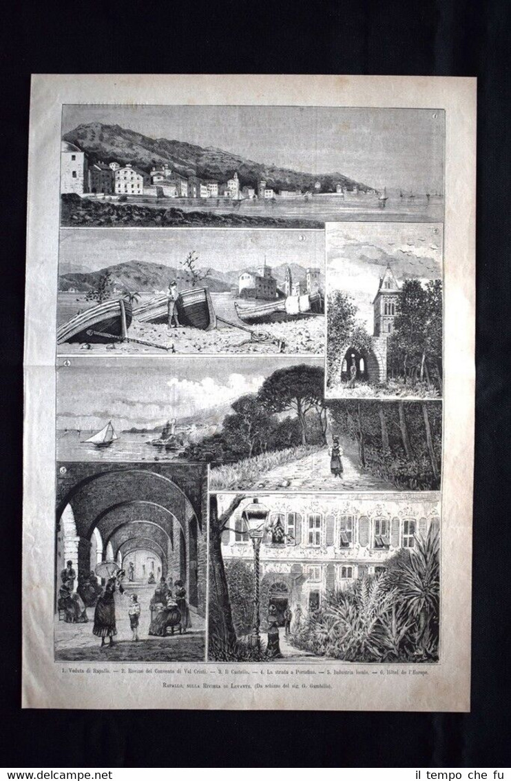 Vedute di Rapallo, sulla Riviera di Levante Incisione del 1882