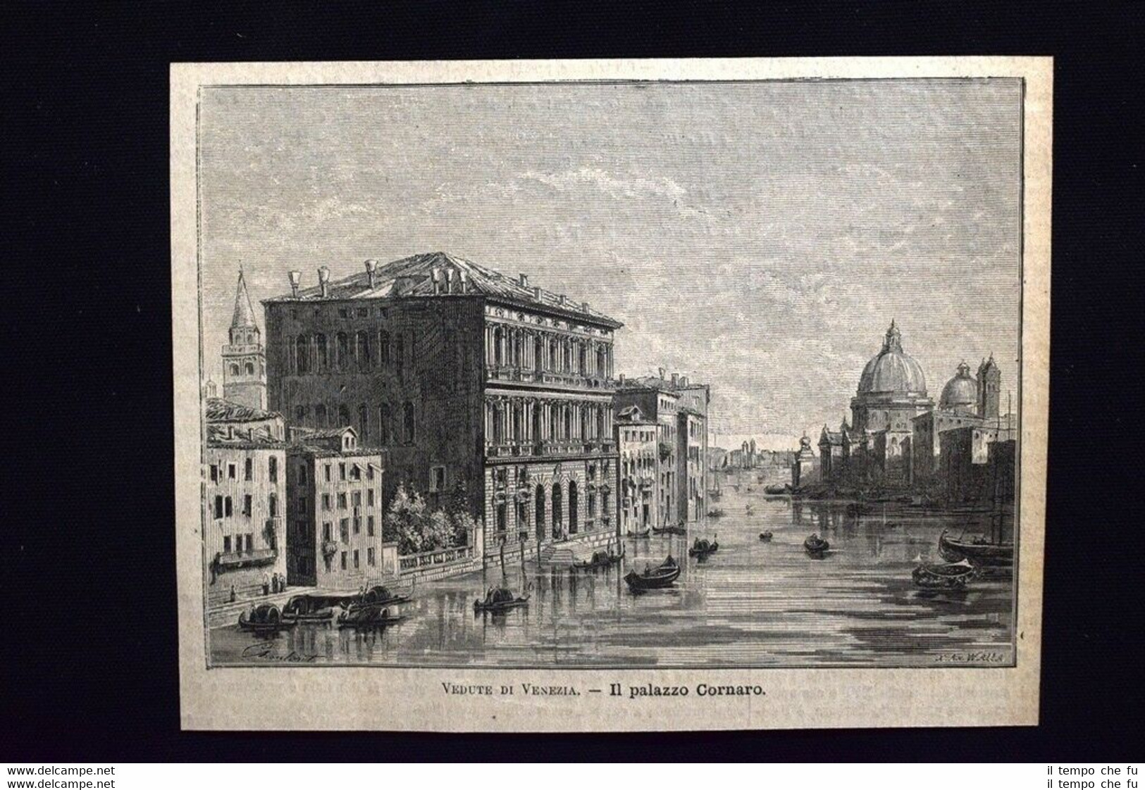 Vedute di Venezia - Il palazzo Cornaro Incisione del 1885