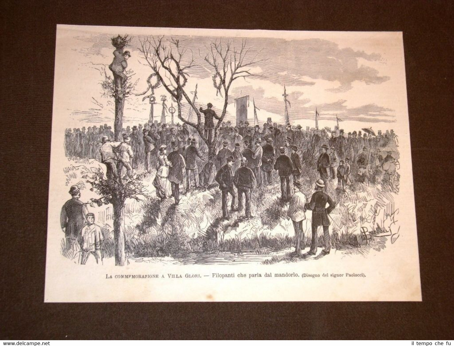 Villa Glori nel 1878 Commemorazione Discorso di Filopanti dal mandorlo