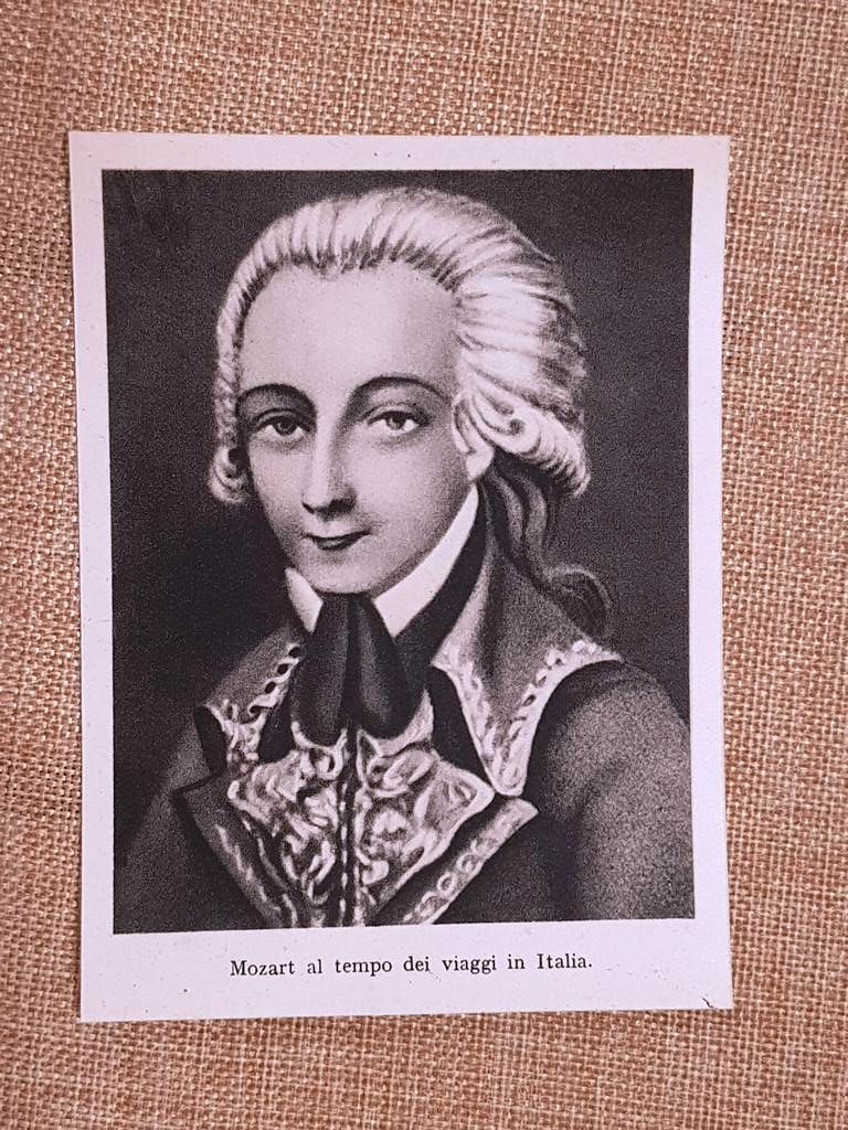 Wolfgang Amadeus Mozart Italia 1756-1791 Compositore Salisburgo Stampa del 1944