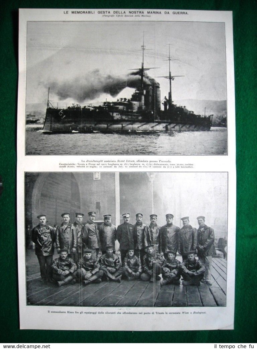 WW1 Guerra Mondiale 1918 corazzate Szent Istvan,Wien,Budapest + tenente Pagano