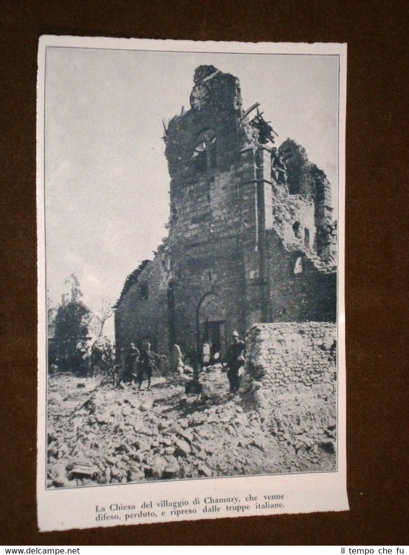 WW1 Prima guerra mondiale 1914-1918 Chiesa del villaggio di Chamuzy …