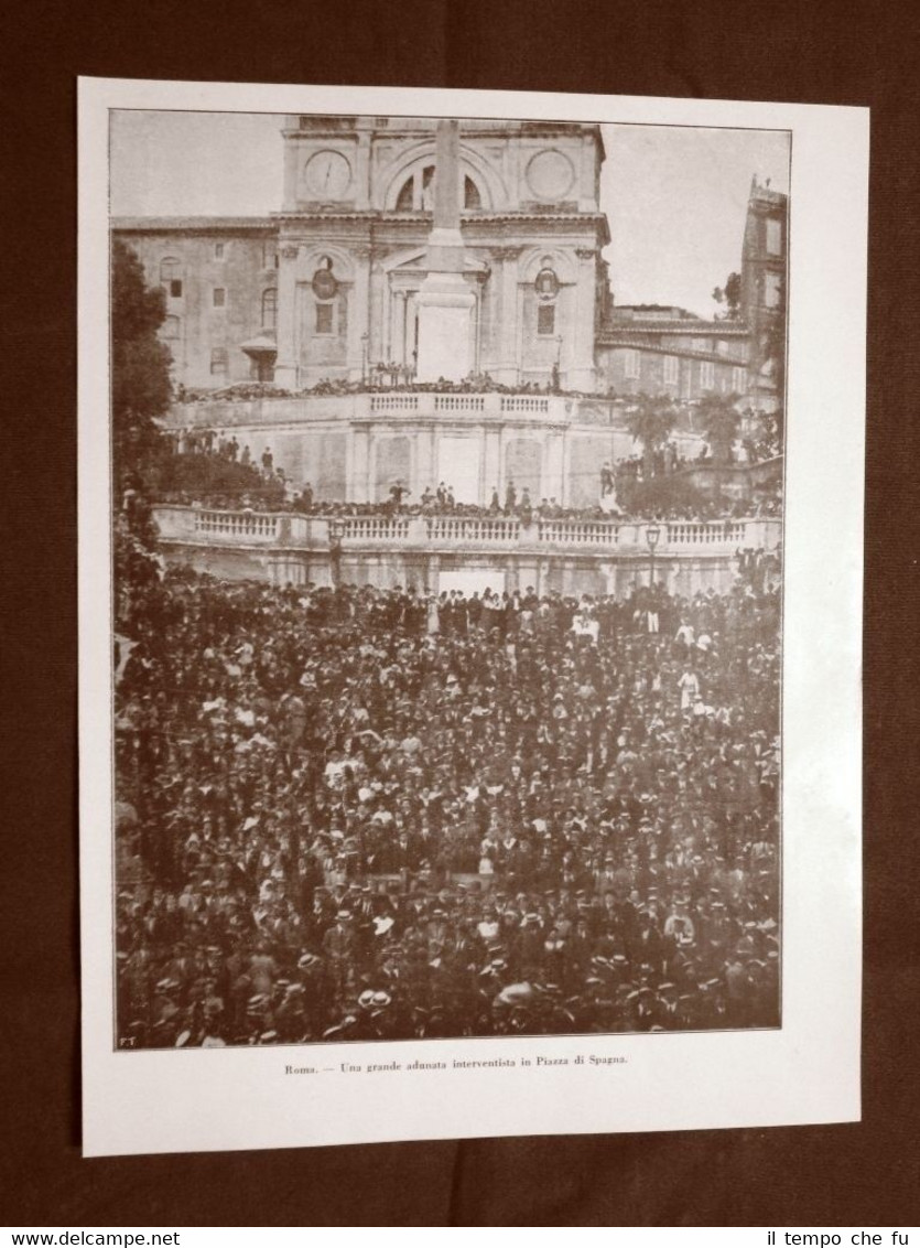 WW1 Prima guerra mondiale 1914-1918 Roma 1915 Folla Piazza di …