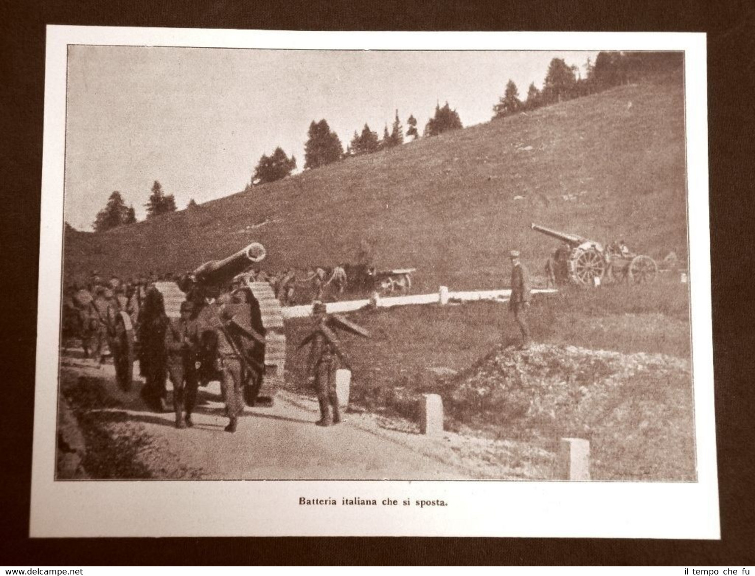 WW1 Prima guerra mondiale 1914-1918 Spostamento di una batteria d'Italia