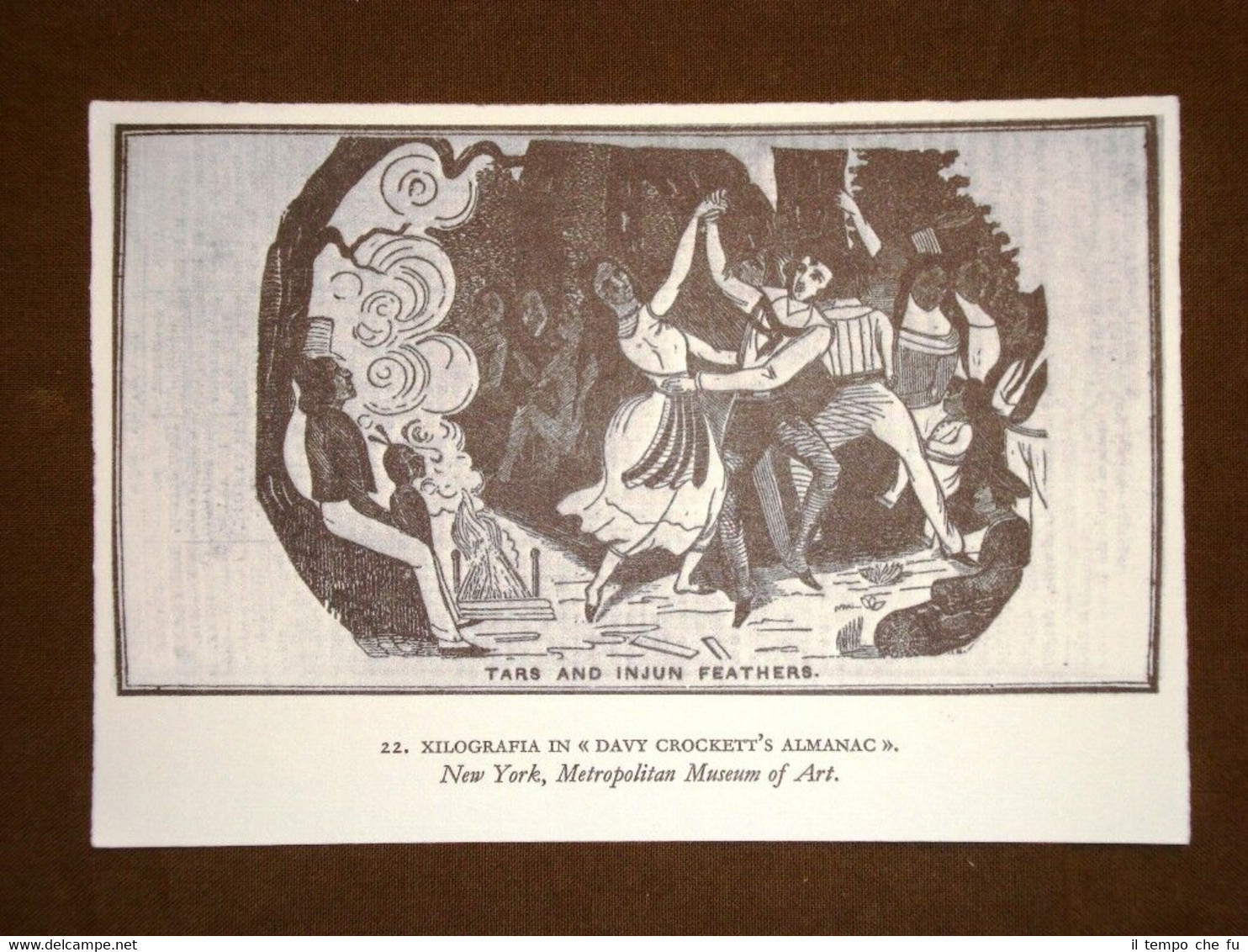 Xilografia in Davy Crockett's Almanac Stampa popolare americana U.S.A.