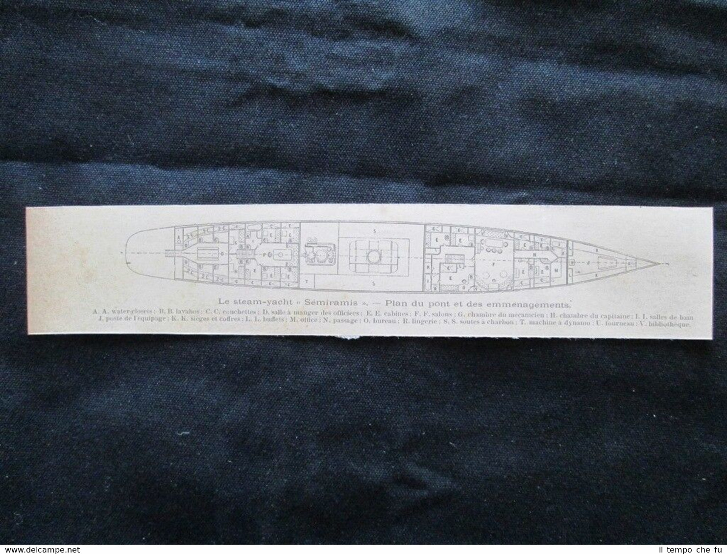 Yacht a vapore Semiramis - Pianta del ponte e degli …