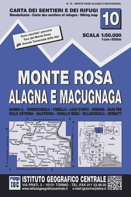 Carta n. 10 Monte Rosa, Alagna e Macugnaga 1:50.000. Carta …