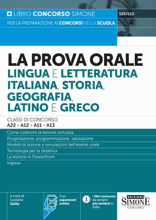 La prova orale. Lingua e letteratura italiana, storia, geografia, latino …