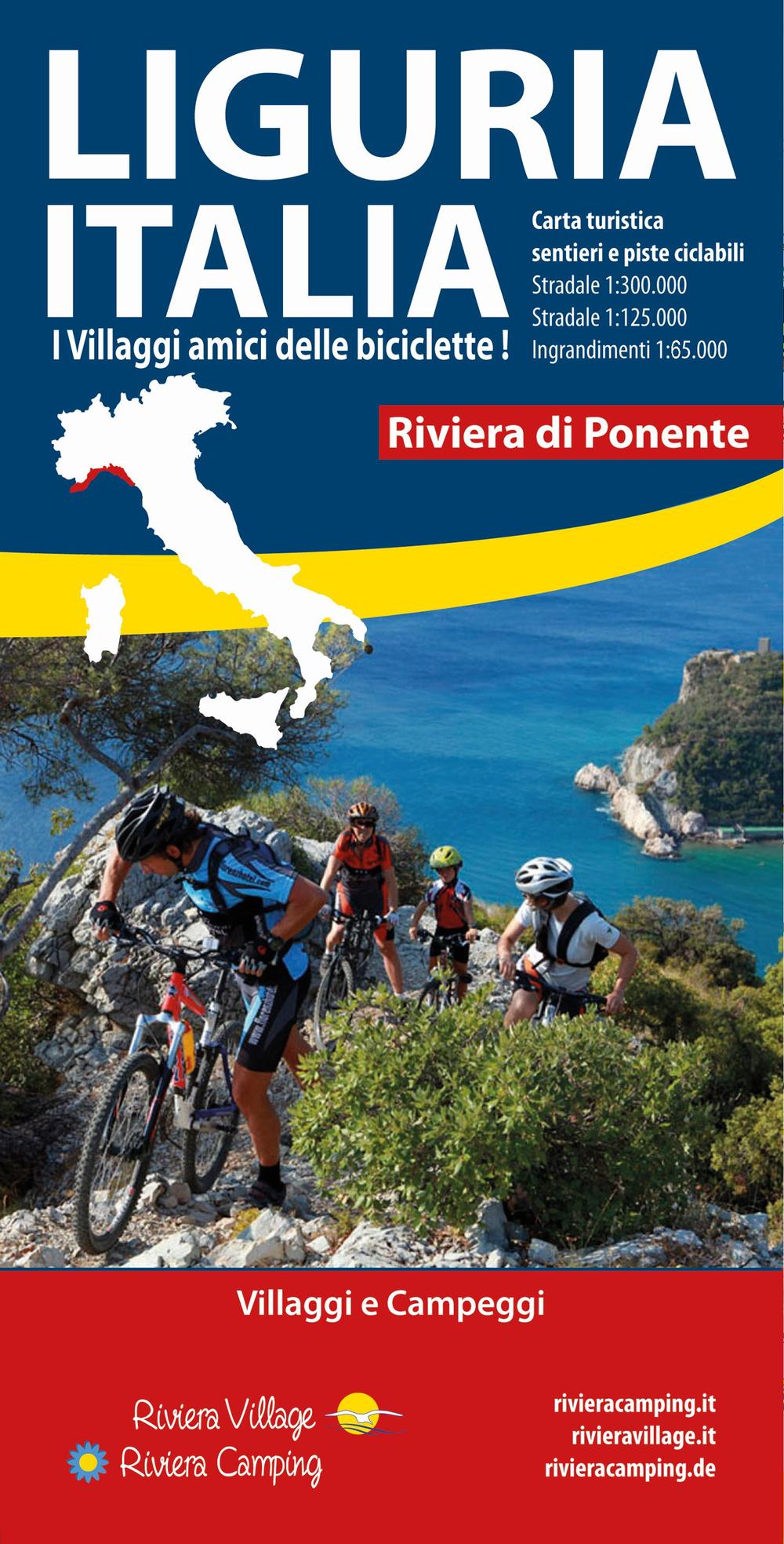 Liguria Italia riviera di Ponente. Carta turistica, sentieri e piste …