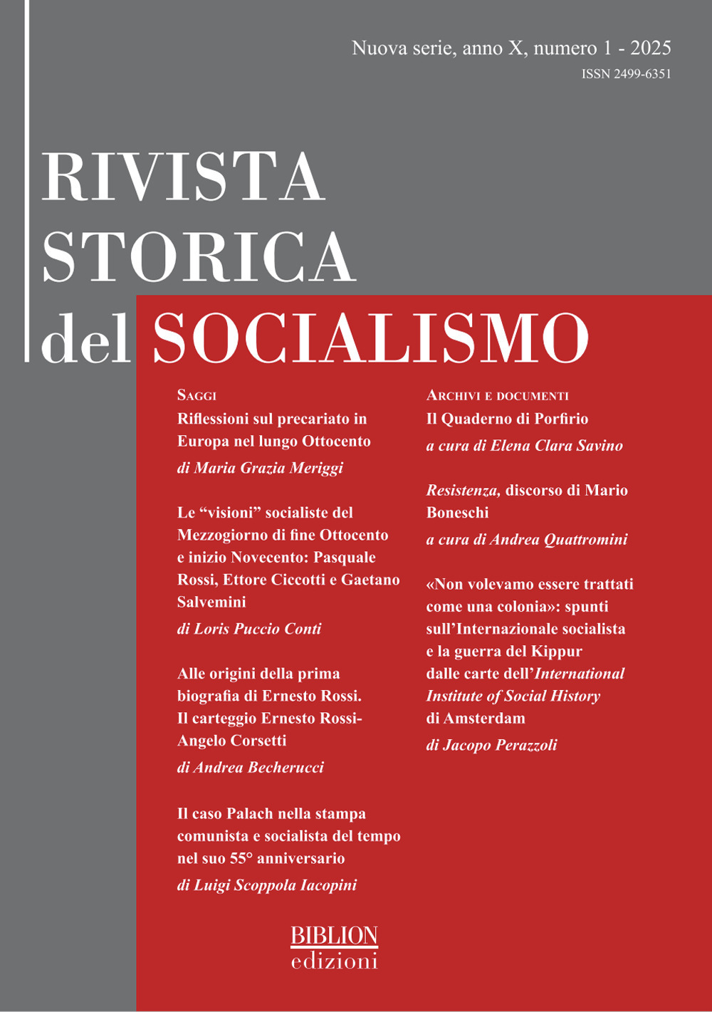 Rivista storica del socialismo (2025). Vol. 1