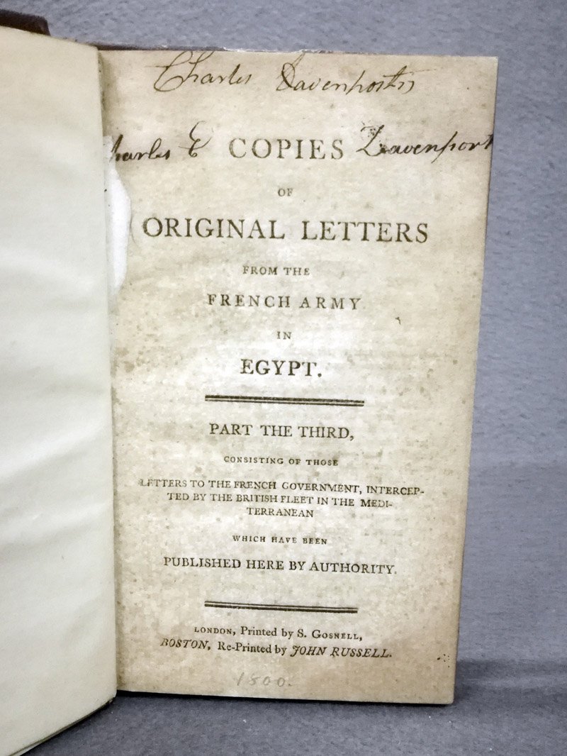 Copies of original letters from the french army in Egypt. …