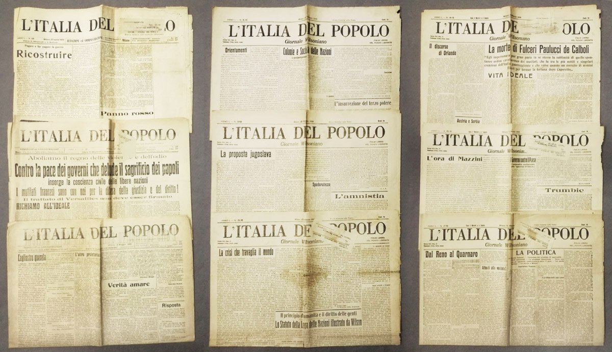 L'Italia del popolo. Giornale wilsoniano. Anno I, 1919, nn. 9-10 …