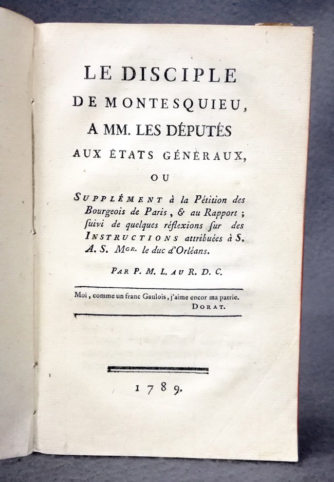 Le disciple de Montesquieu, a MM. les deputes aux Etats …