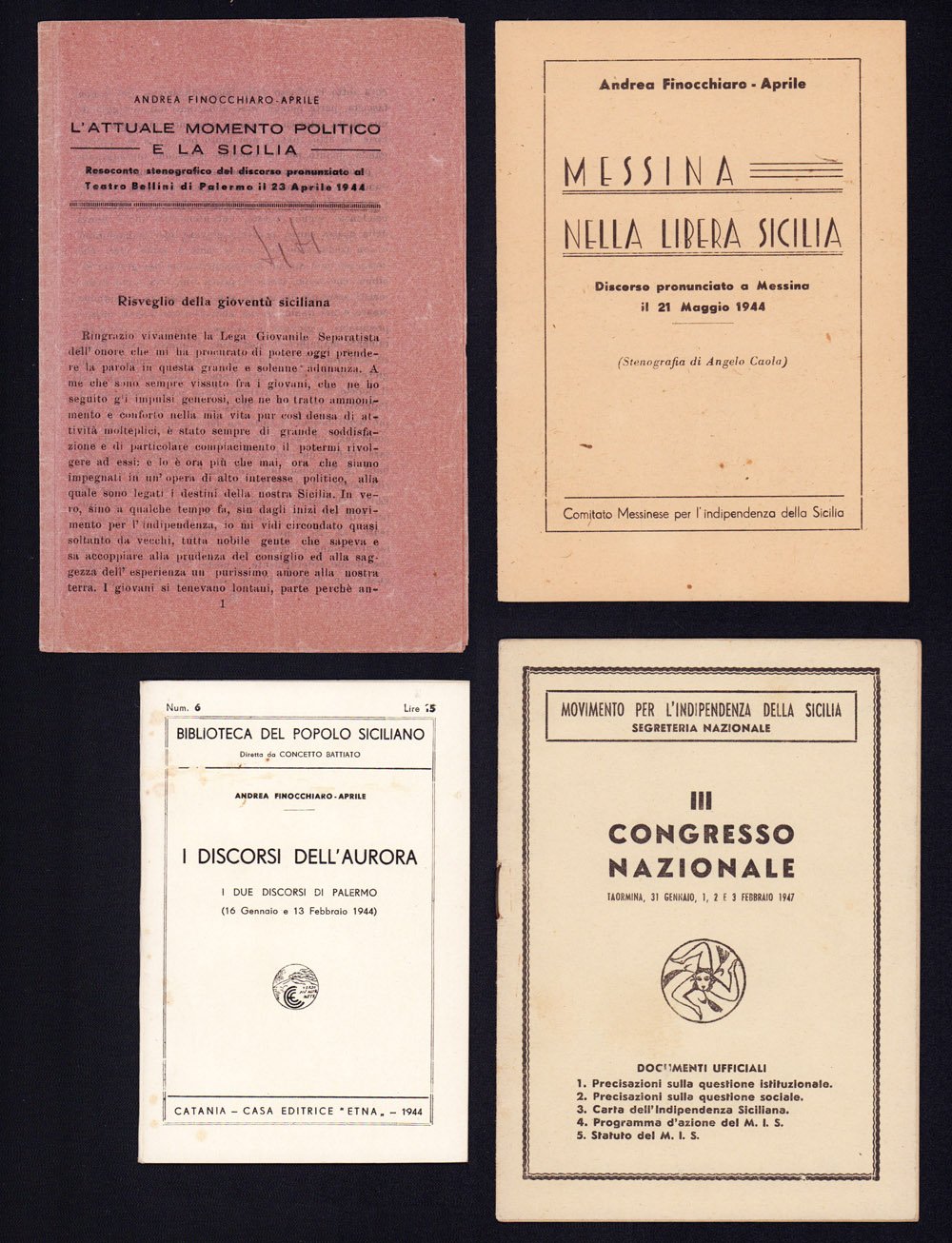 Movimento indipendentista siciliano (MIS). Raro corpus documentale (1944-1947)