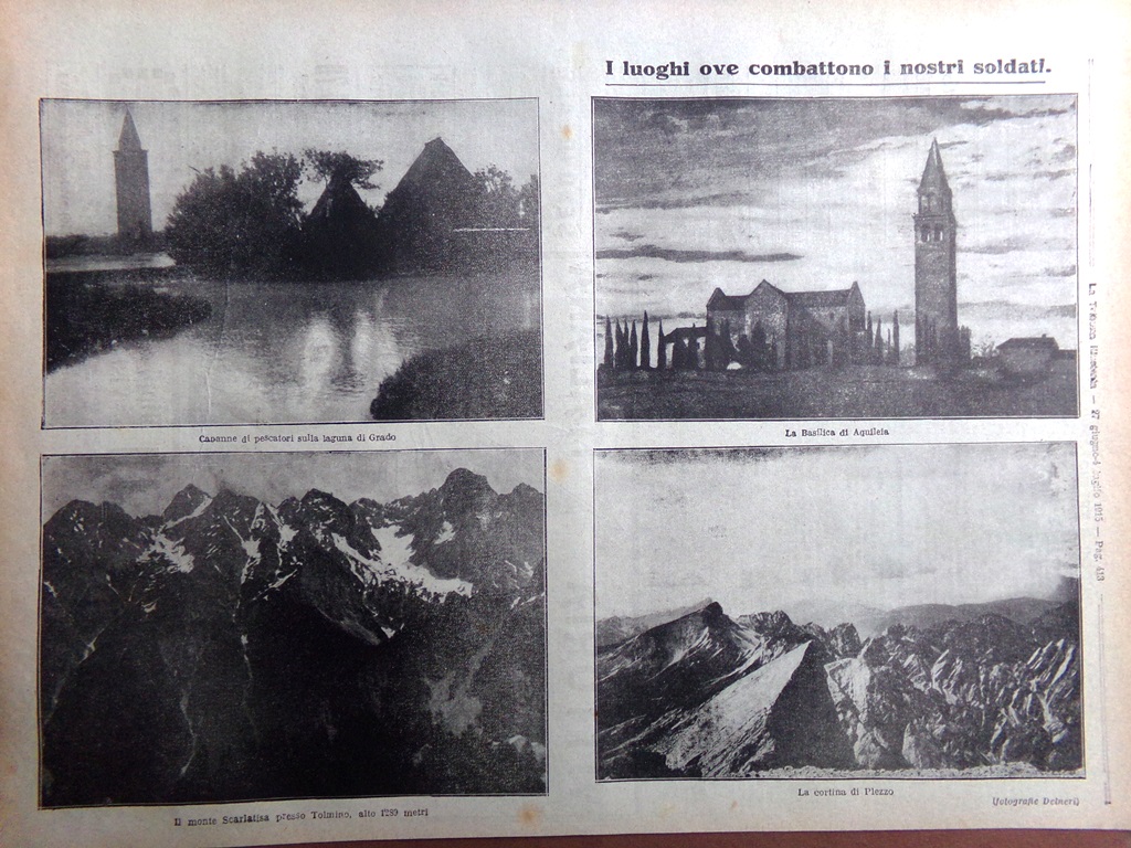 Articolo del 1915 WW1 Laguna Grado Scarlatisa Tolmino Cortina Plezzo …