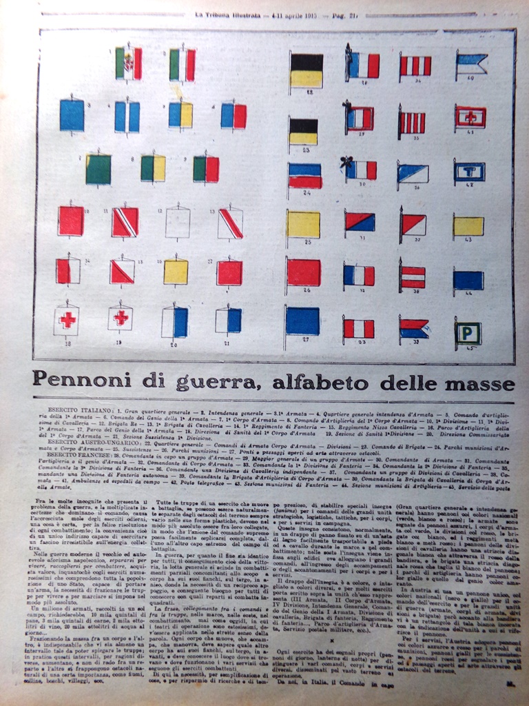 Articolo del 1915 WW1 Pennoni di Guerra Esercito Italiano Austriaco …