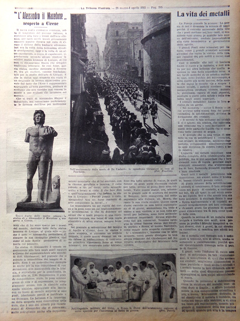 Articolo del 1915 WW1 Scoperta Cirene Alessandro il Macedone Ospedale …