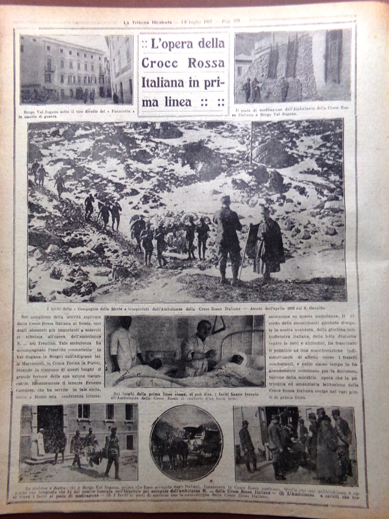 Articolo del 1917 WW1 L'opera della Croce Rossa Italiana Gasparotto …