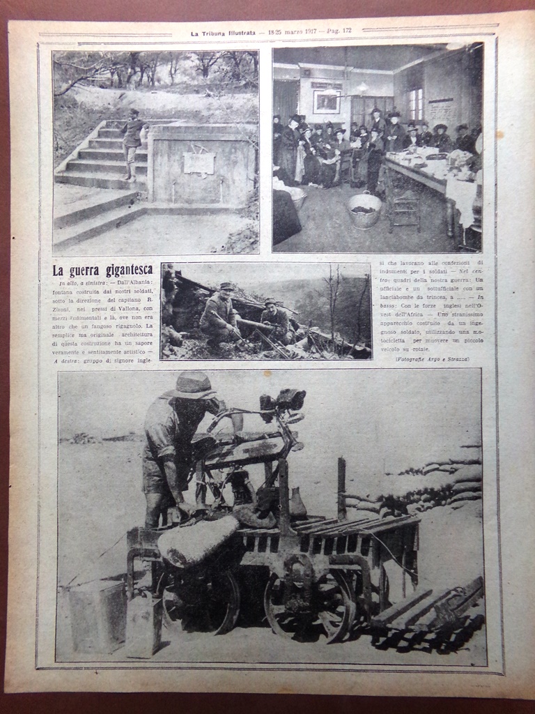 Articolo del 1917 WW1 La guerra gigantesca Albania Signore Inglesi …