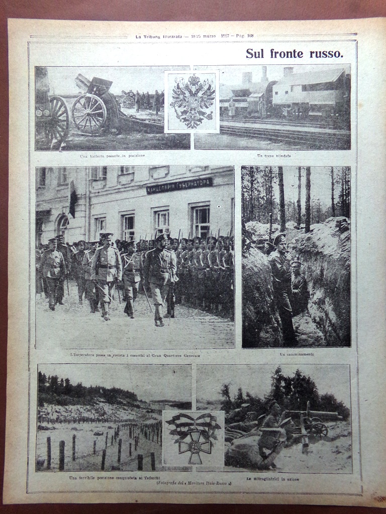 Articolo del 1917 WW1 Sul fronte Russo Imperatore Rivista Batteria …