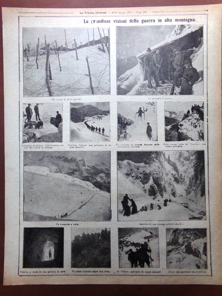 Articolo del 1917 WW1 Visioni Guerra in Alta Montagna Cadore …