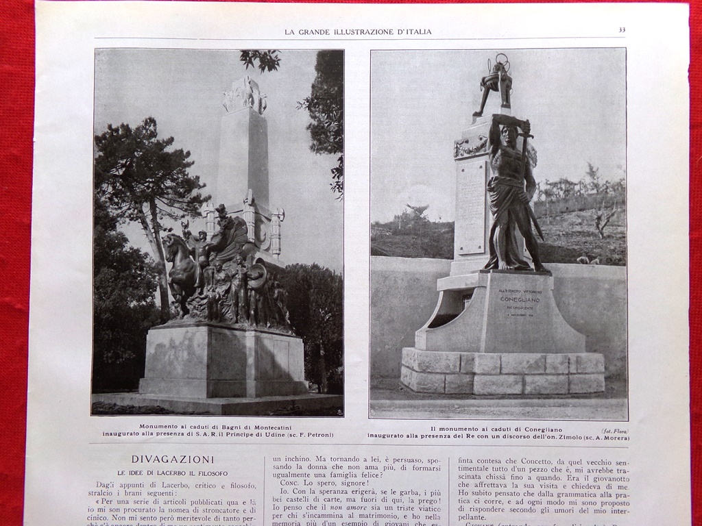 Articolo del 1925 Caduti Bagni Montecatini Conegliano Federico Valerio Ratti