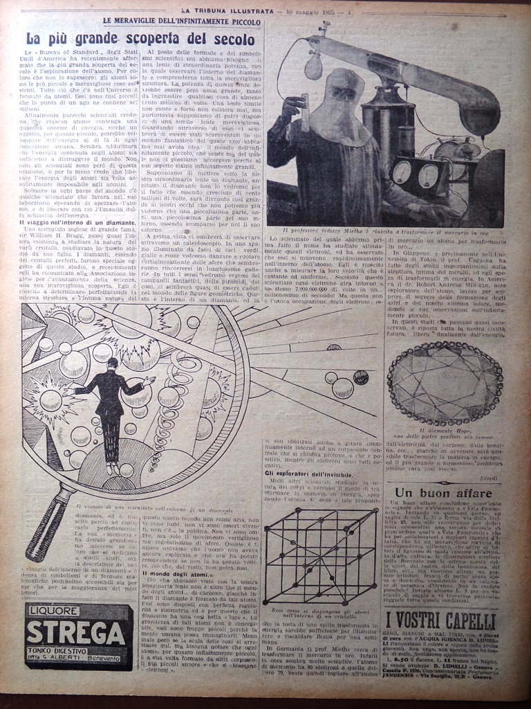 Articolo del 1925 La scoperta del Secolo Esplorazione dell'Atomo Miethe …