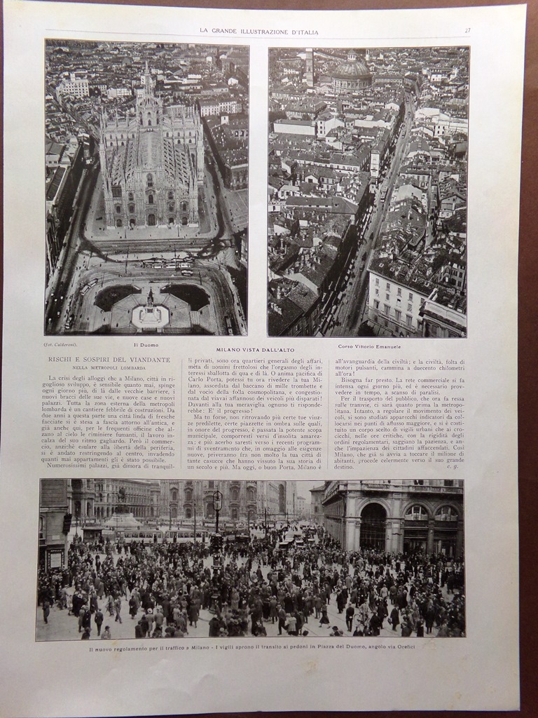 Articolo del 1925 Metropoli Lombarda Milano Traffico Giornate Re Fiera …