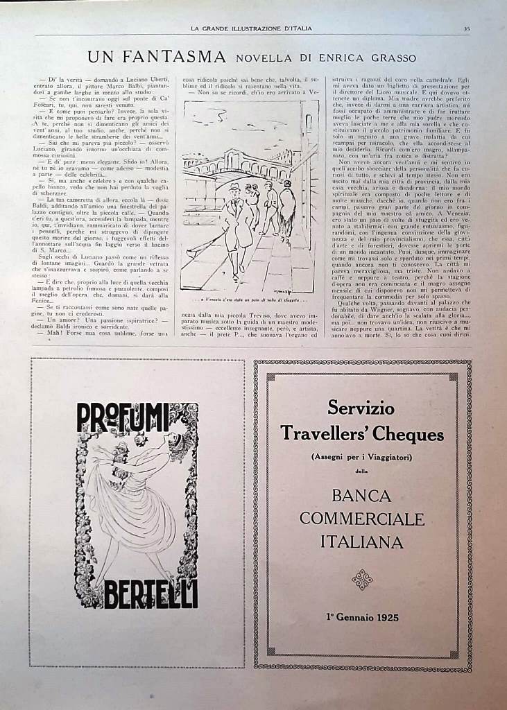 Articolo del 1925 Un fantasma di Enrica Grasso Profumi Bertelli …