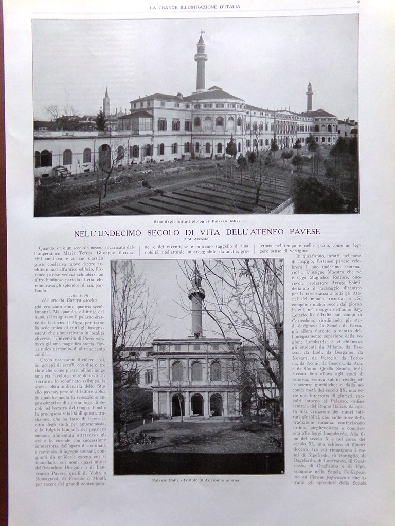 Articolo del 1925 Università di Pavia Istituto Collegio Clinica Solmi …