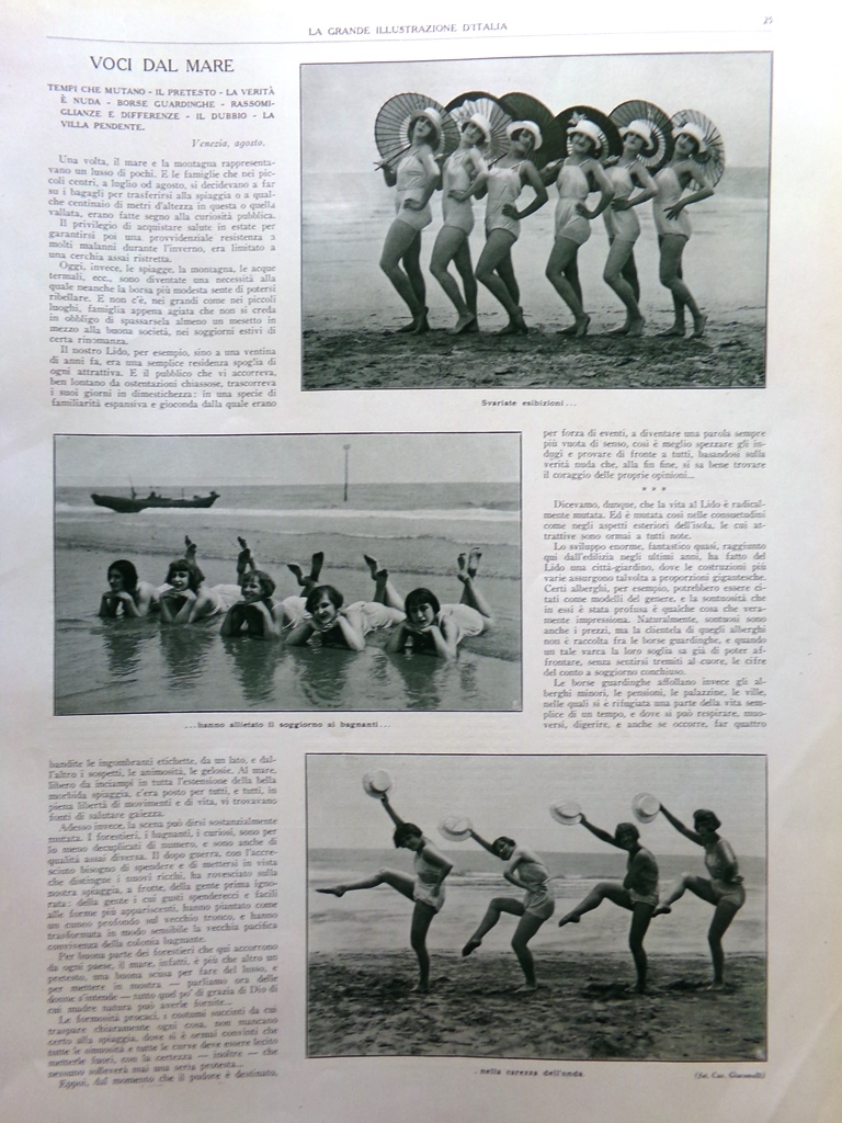 Articolo del 1925 Voci dal Mare Moda Costumi Spiaggia Piero …