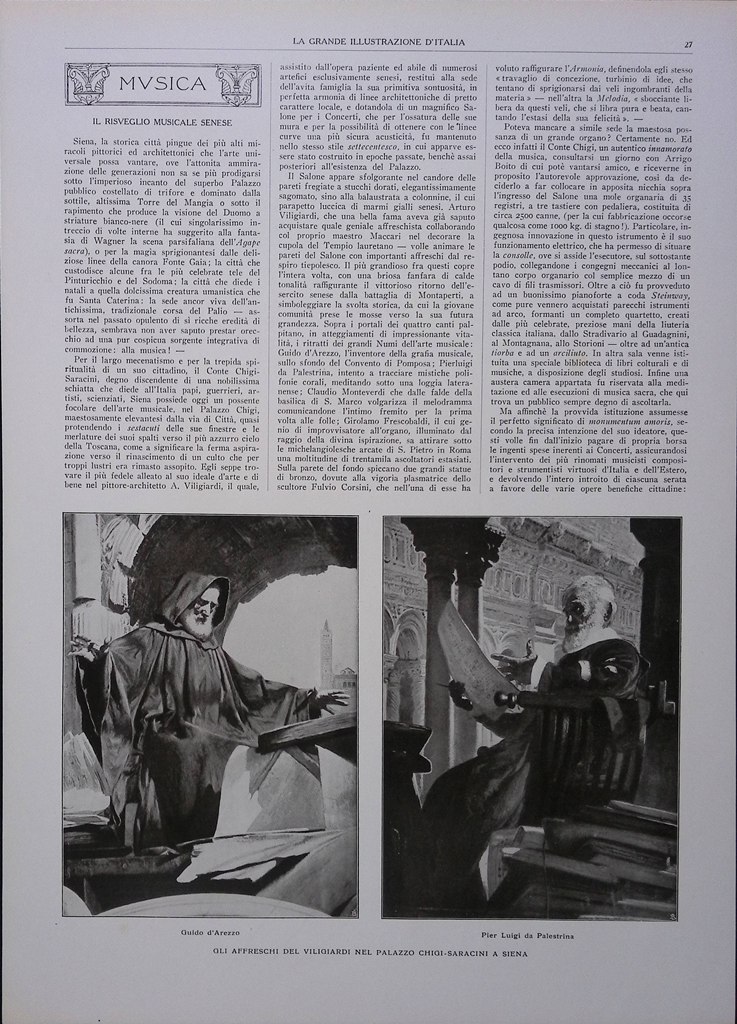 Articolo del 1926 Il Risveglio Musicale Senese Monteverdi Frescobaldi Viligiardi