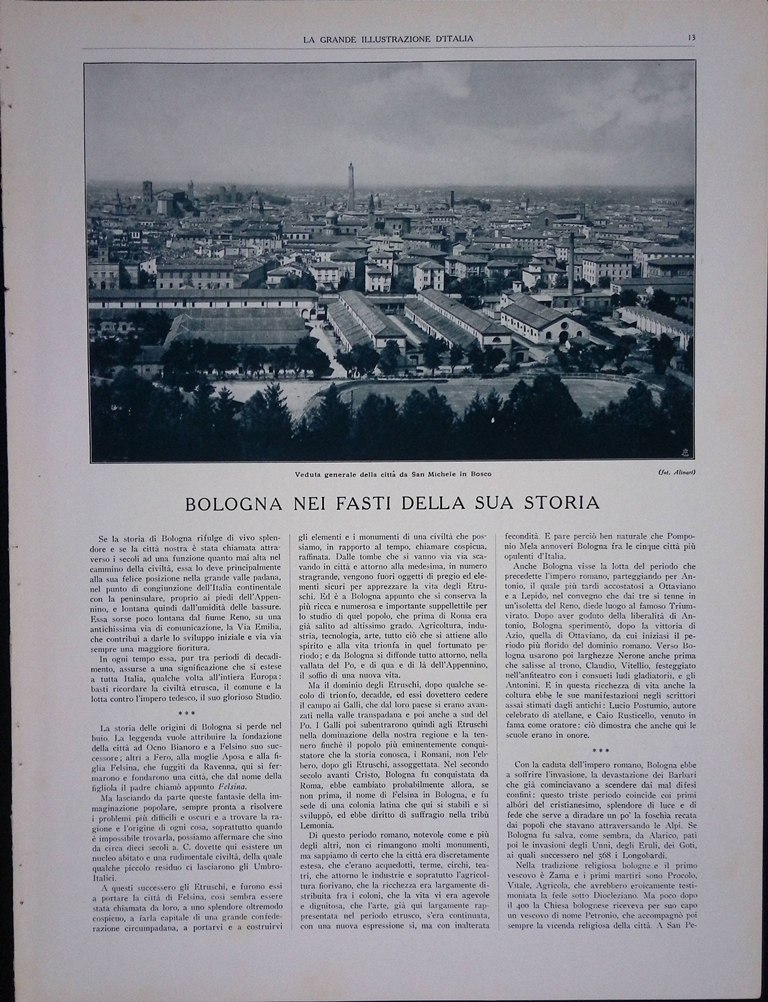 Articolo del 1927 Bologna nei fasti della sua Storia Accursio …
