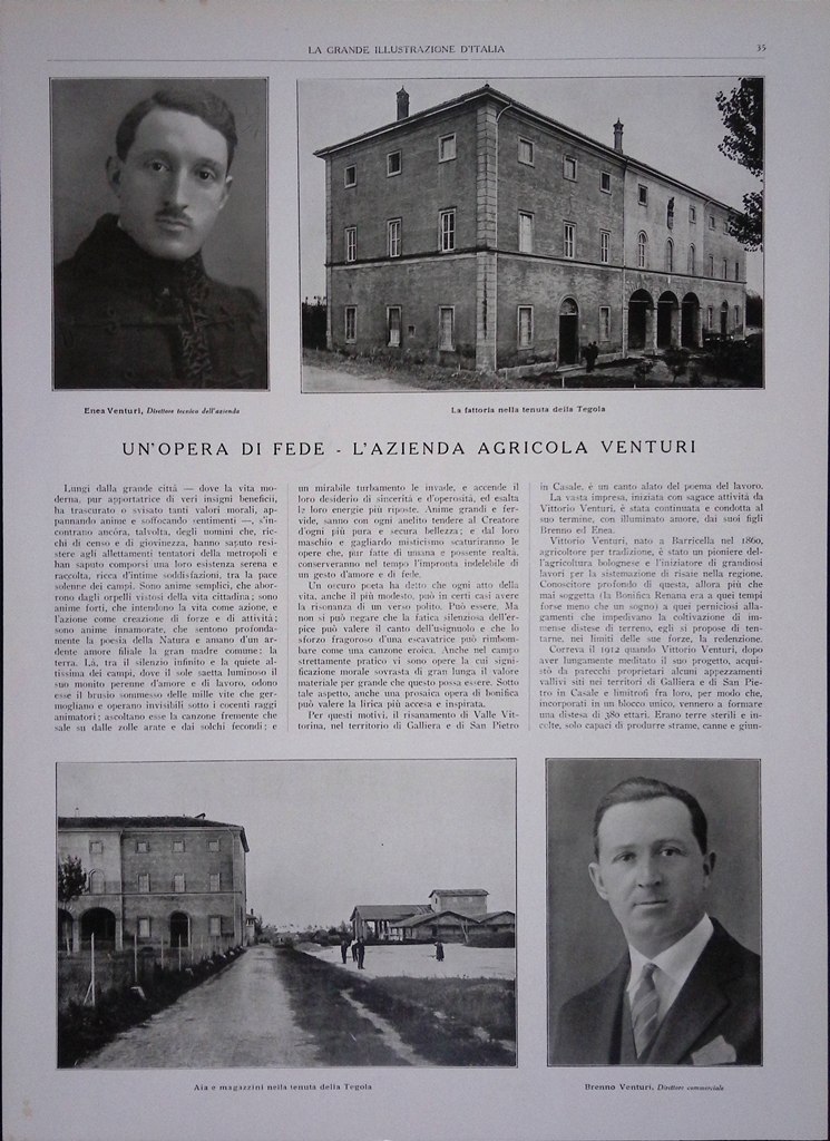 Articolo del 1927 Opera di Fede Azienda Agricola Brenno Venturi …