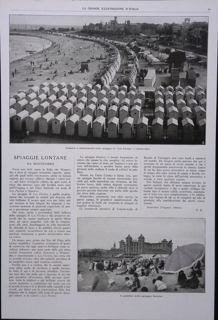 Articolo del 1927 Spiagge lontane da Montevideo Ramirez Los Pocitos …