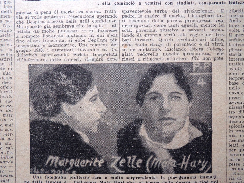 Articolo del 1927 Spionaggio Profumato Donne Colleghe di Mata Hari