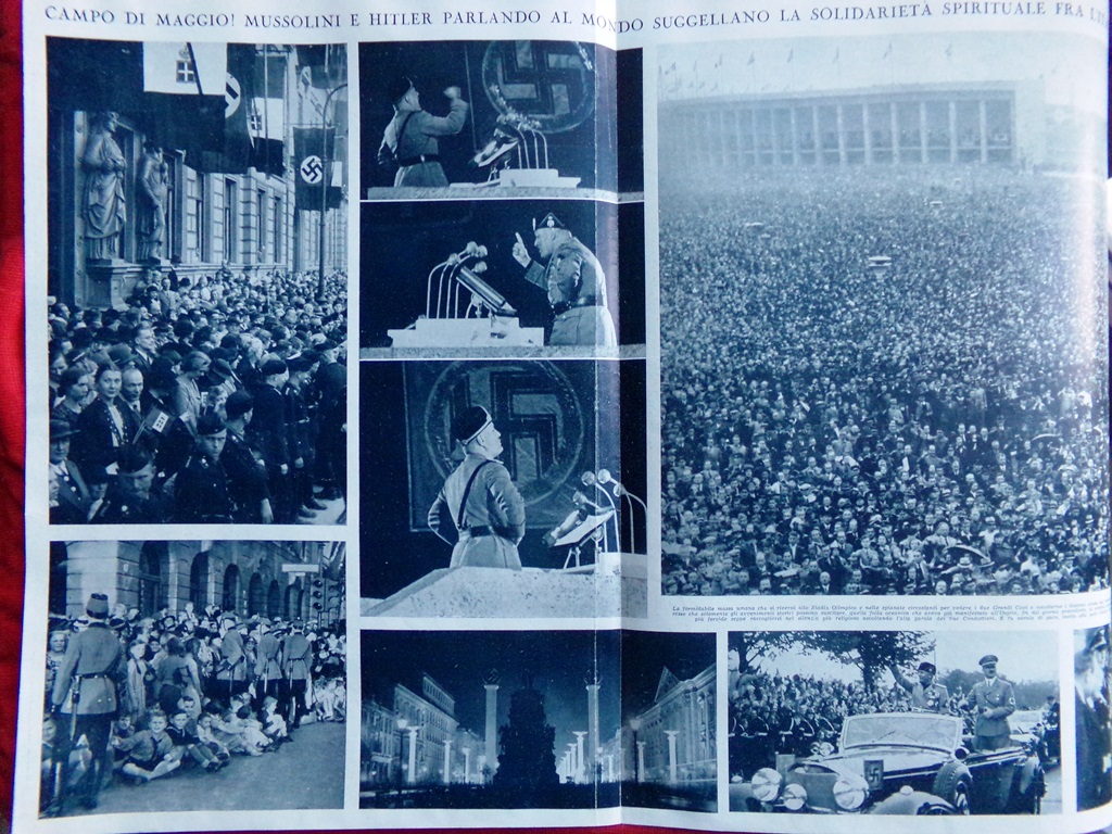 Articolo del 1937 Campo di Maggio Mussolini Hitler Solidarietà Spirituale …