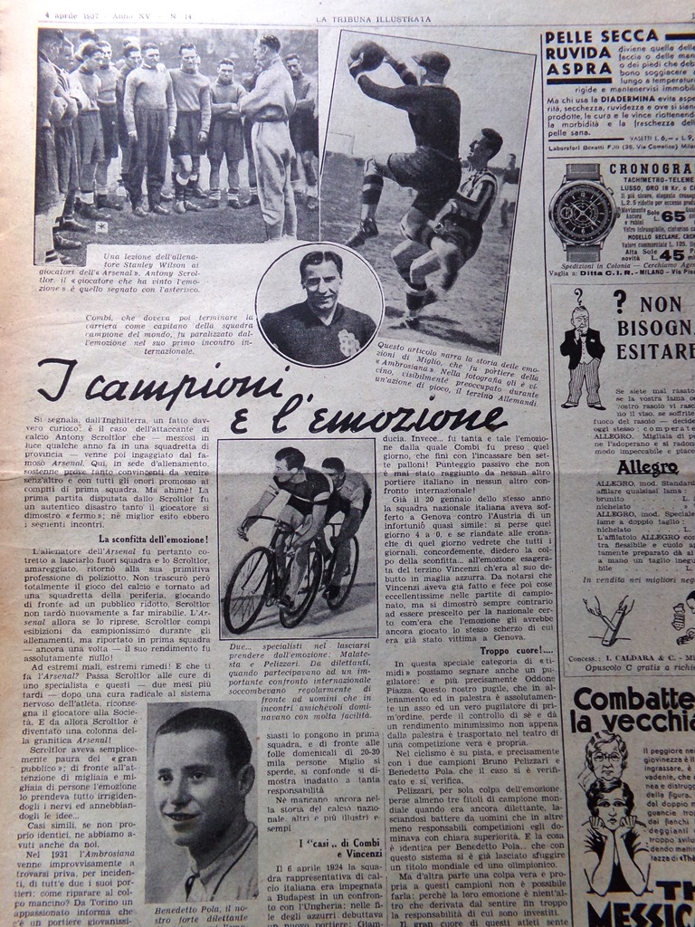 Articolo del 1937 I campioni Benedetto Pola Malatesta Pelizzari Miglio …