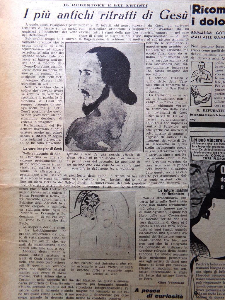 Articolo del 1937 I più antichi ritratti di Gesù Gino …