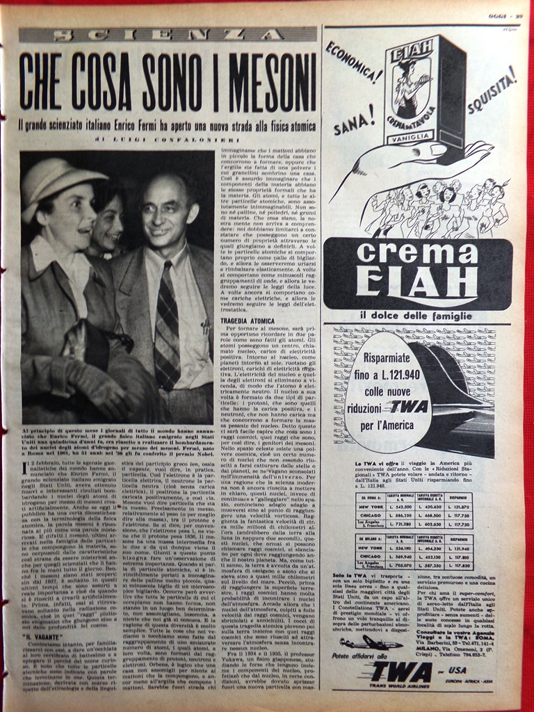 Articolo del 1952 Che cosa sono Mesoni Enrico Fermi Fisica …