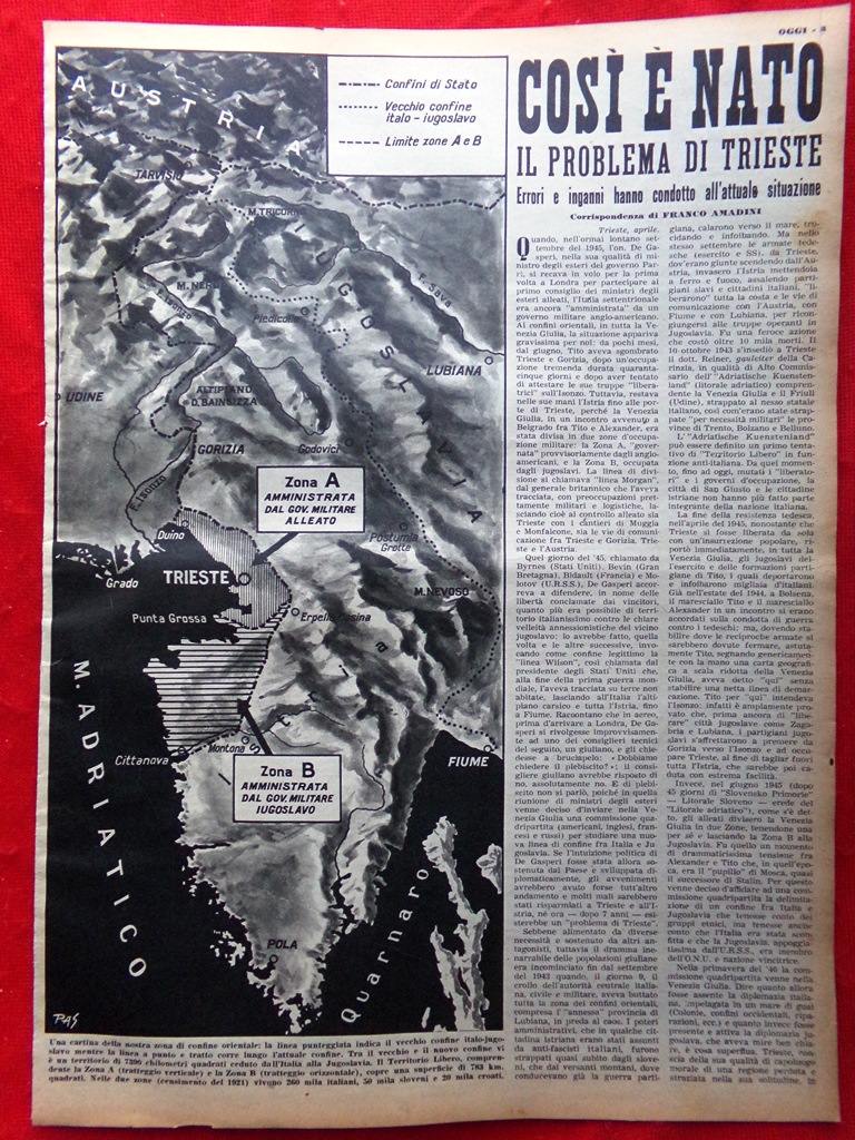 Articolo del 1952 Così è nato il problema di Trieste …