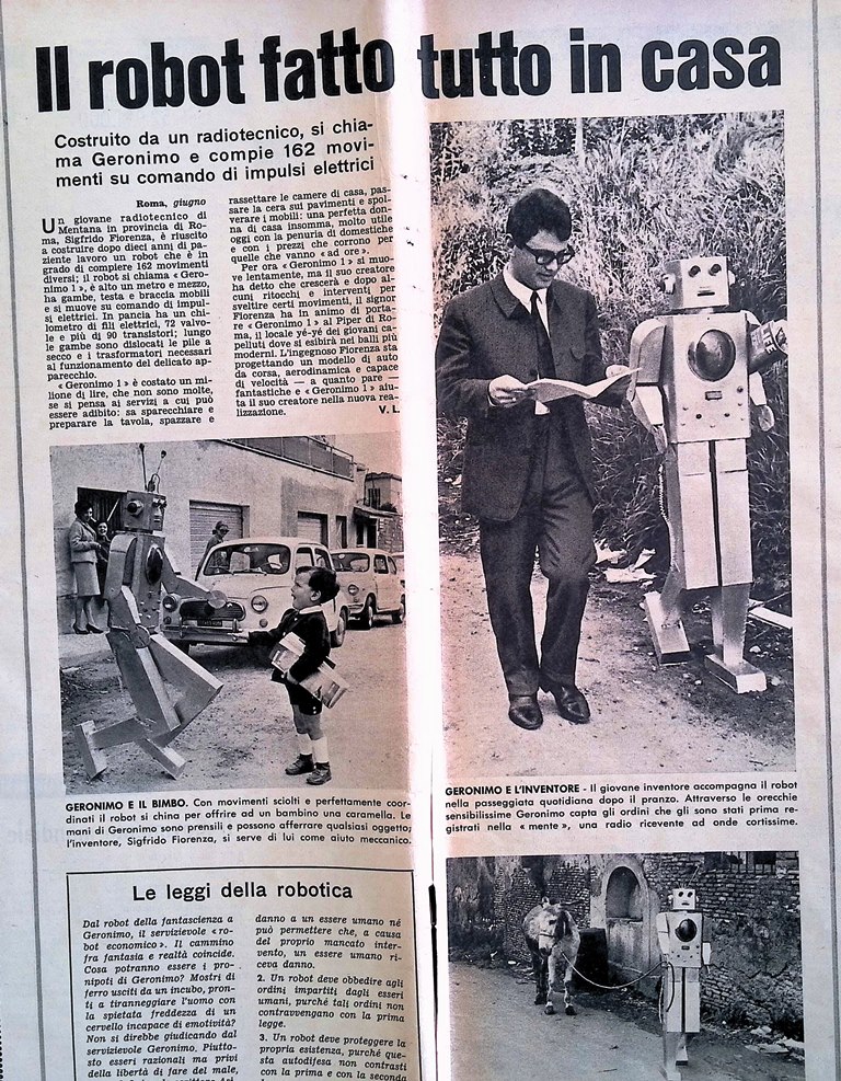 Articolo del 1966 Il Robot Fatto tutto in Casa Sigfrido …