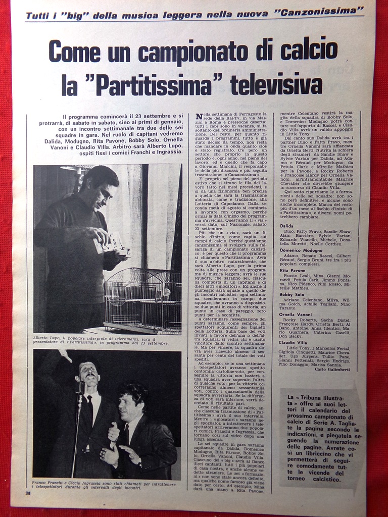 Articolo del 1967 Big Musica Canzonissima Lupo Franco Franchi Ciccio …