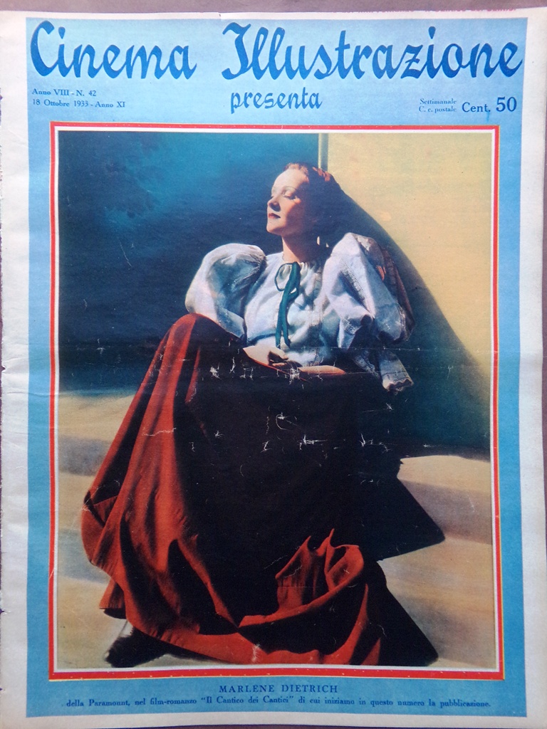 Cinema Illustrazione 18 Ottobre 1933 Marlene Dietrich De Sica Bradley …