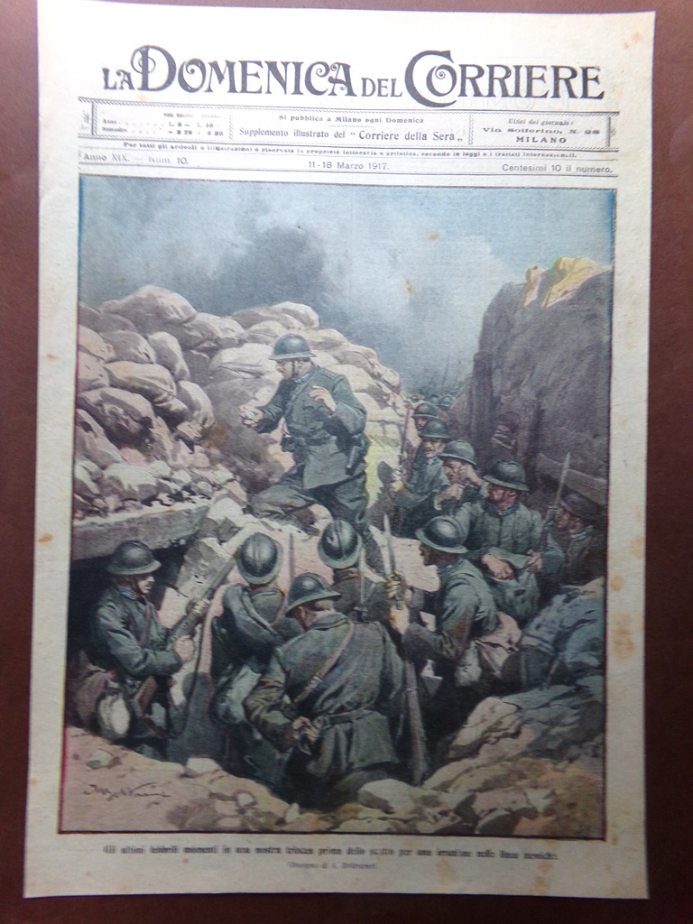 Copertina Domenica Corriere nr. 10 del 1917 WW1 Trincea Prima …